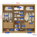 Ver imagem 5 de Guarda Roupa Casal MDF 6 Portas 6 Gavetas Paris Plus Marrom/Cinamomo