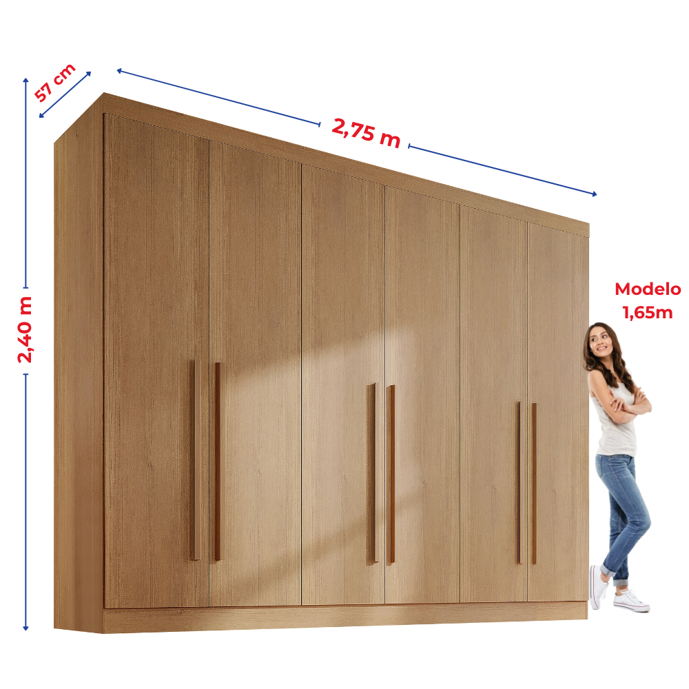 Guarda Roupa Casal MDF 6 Portas 6 Gavetas Paris Plus  - 4