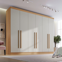 Ver imagem 1 de Guarda Roupa Casal Grande 100% MDF 6 Portas 6 Gavetas Paris Plus Marrom/Cinamomo/Off White