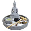 Ver imagem 1 de Terrário Bandeja Areia Altar Jardim Zen Decorativo Porta Vela Incenso Pedra 16cm