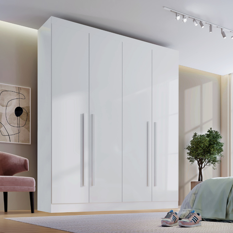 Guarda Roupa Solteiro MDF 4 Portas 3 Gavetas Paris Plus