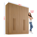 Ver imagem 6 de Guarda Roupa Solteiro 100% MDF 4 Portas 3 Gavetas Paris Plus Marrom/Cinamomo