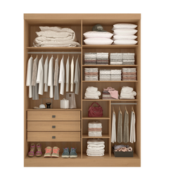 Guarda Roupa Solteiro MDF 4 Portas 3 Gavetas Paris Plus - 4