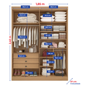 Ver imagem 5 de Guarda Roupa Solteiro 100% MDF 4 Portas 3 Gavetas Paris Plus Marrom/Cinamomo/Off White