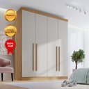 Ver imagem 7 de Guarda Roupa Solteiro 100% MDF 4 Portas 3 Gavetas Paris Plus Marrom/Cinamomo/Off White
