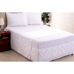 Saia para Cama Box Colchobox Jacquard King Branca