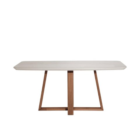 Mesa de Jantar Bennett C/ Vidro 180 Cm - Natural C/ Vidro Off White