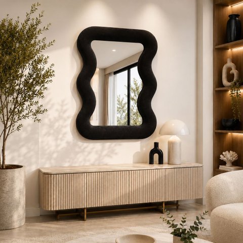 Espelho Decorativo New York Veludo 67x90cm Preto