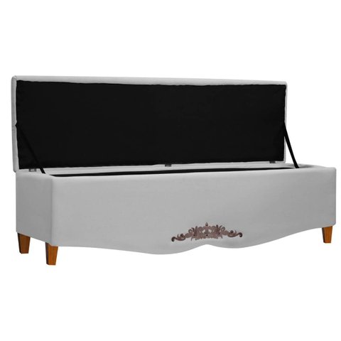 Recamier Baú Provençal 195cm para Cama King Linho - Sofa Store:linho Cinza Claro