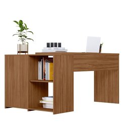 Mesa de Escritório Escrivaninha em L Notavel Com Tampo Giratório e 2 Gavetas Freijó Trend - 8