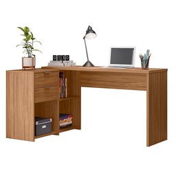 Mesa de Escritório Escrivaninha em L Notavel Com Tampo Giratório e 2 Gavetas Freijó Trend - 4