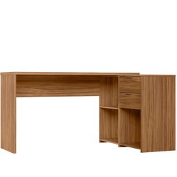 Mesa de Escritório Escrivaninha em L Notavel Com Tampo Giratório e 2 Gavetas Freijó Trend - 7