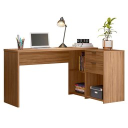Mesa de Escritório Escrivaninha em L Notavel Com Tampo Giratório e 2 Gavetas Freijó Trend - 6
