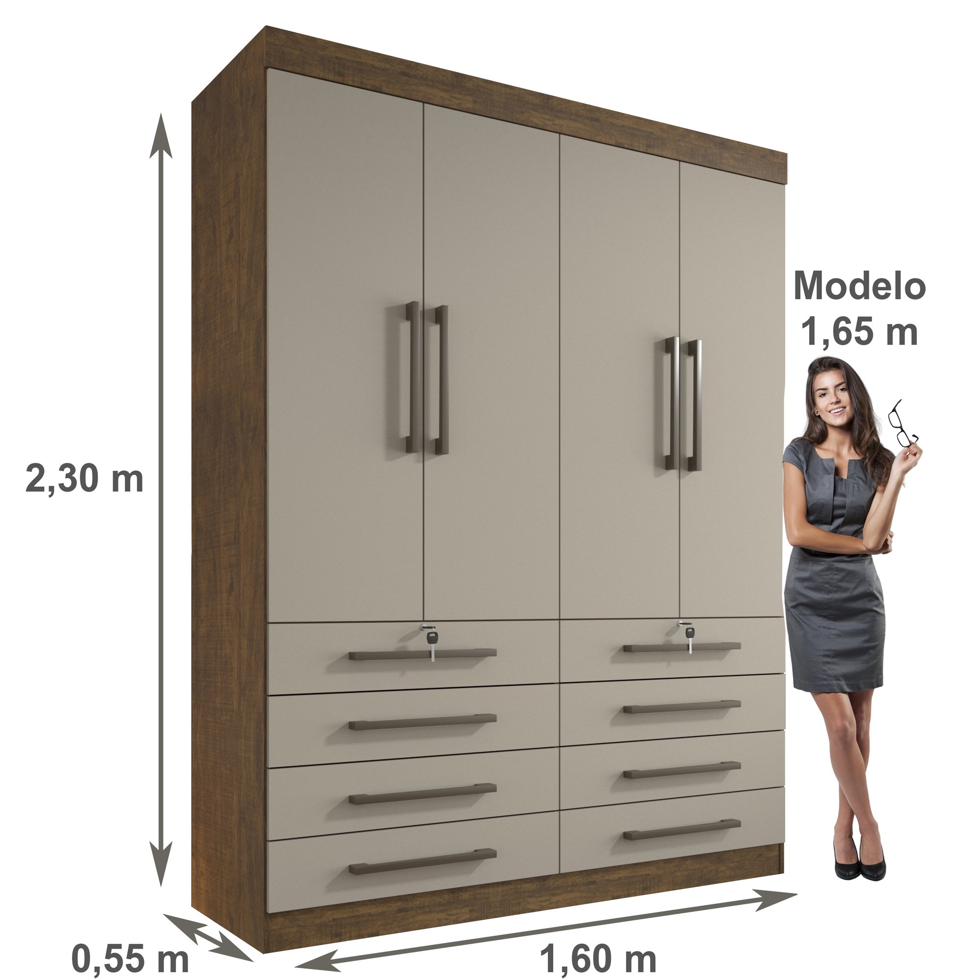 Guarda Roupa Casal 4 Portas 8 Gavetas Marselha - 4