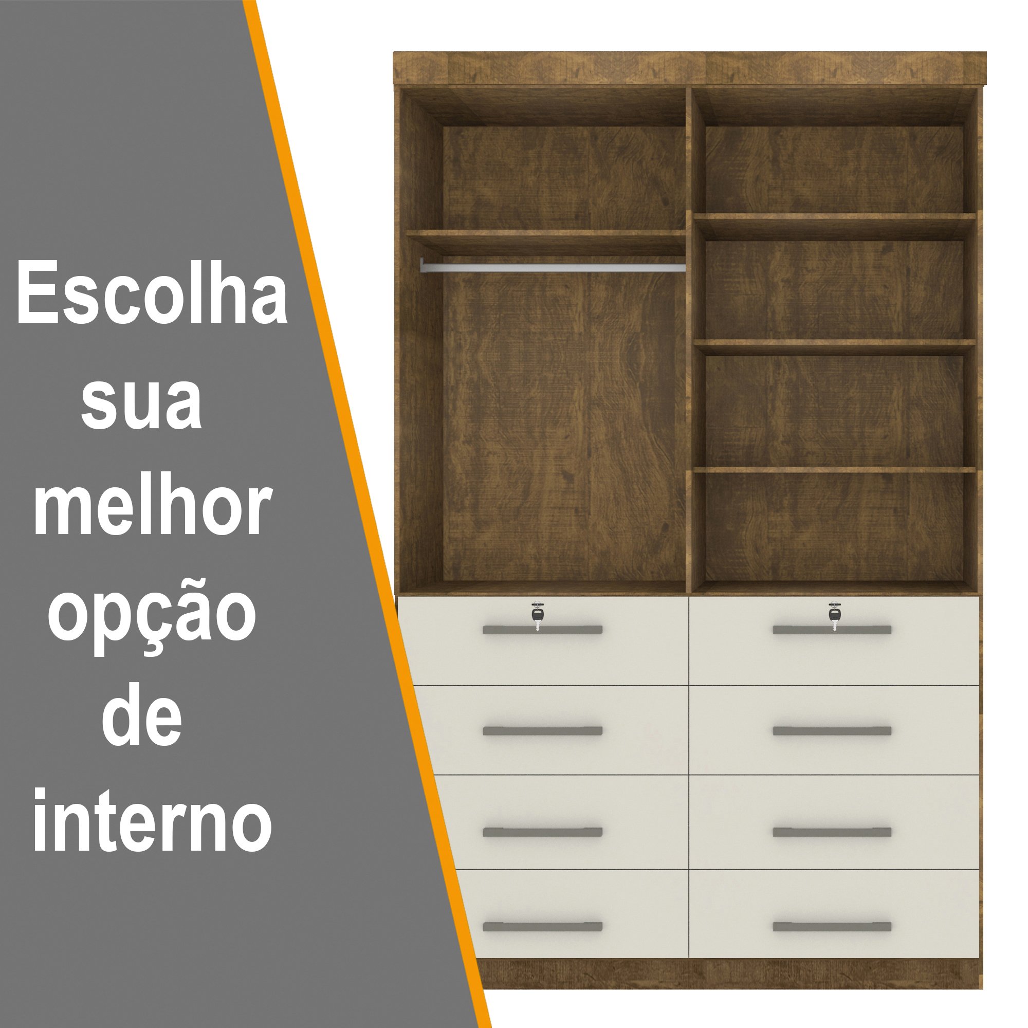 Guarda Roupa Casal 4 Portas 8 Gavetas Marselha - 6