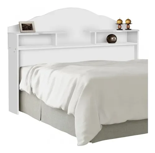 Cabeceira Para Cama Box Casal 2 Nichos Evelyn 100% MDF Branca - 2