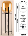 Ver imagem 4 de Luminária de Chão Piso 140cm Globo Vidro Âmbar Coluna Pedestal Moderno Industrial Lv-amb-4 Gimpo