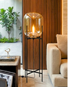 Ver imagem 1 de Luminária de Chão Piso 140cm Globo Vidro Âmbar Coluna Pedestal Moderno Industrial Lv-amb-4 Gimpo