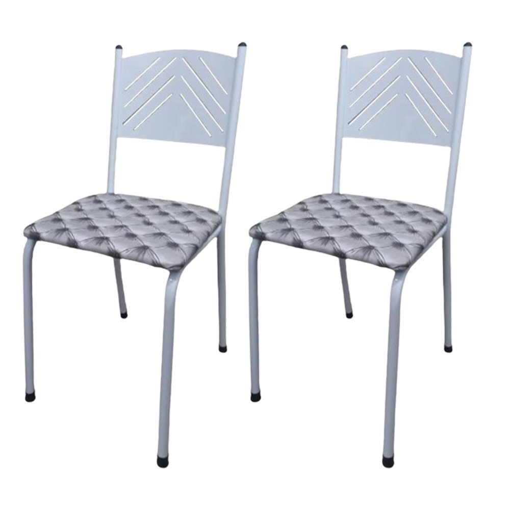 Kit 2 Cadeira Cozinha Jantar Metal Tubular Almofadada Medcombo Branco Estrutura Branca com Assento C