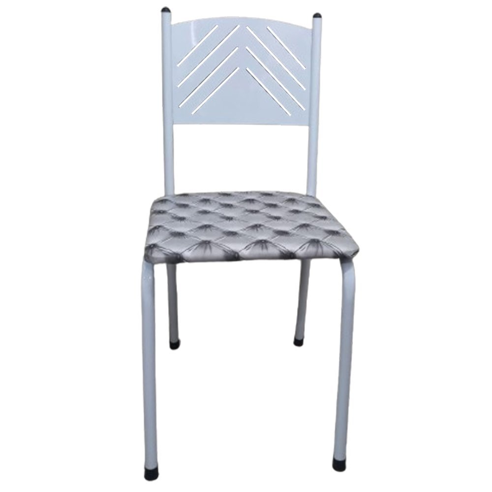 Kit 2 Cadeira Cozinha Jantar Metal Tubular Almofadada Medcombo Branco Estrutura Branca com Assento C - 4