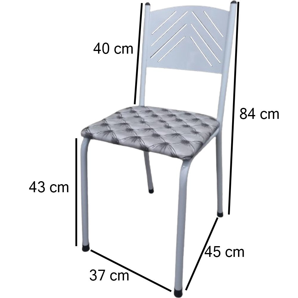 Kit 2 Cadeira Cozinha Jantar Metal Tubular Almofadada Medcombo Branco Estrutura Branca com Assento C - 3