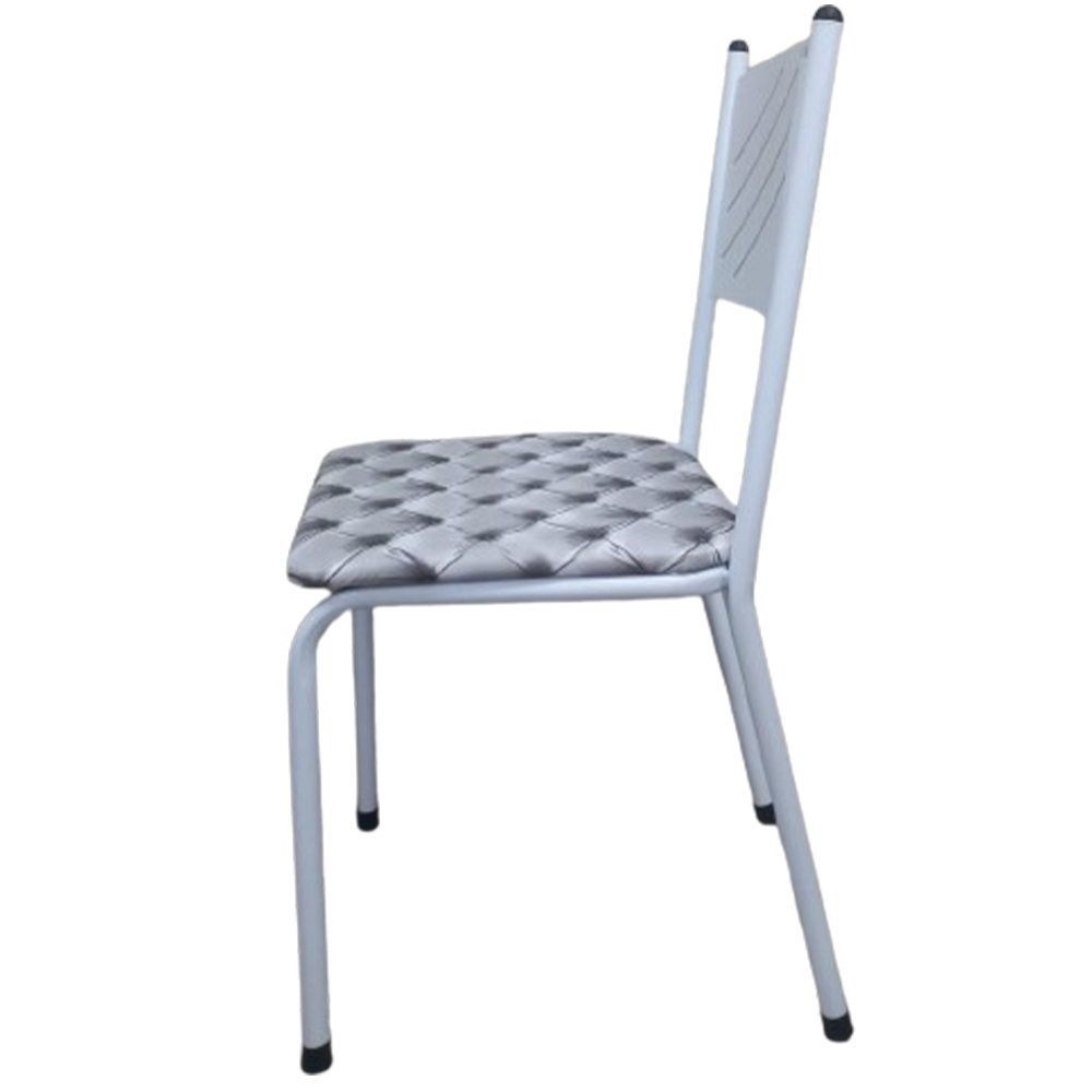 Kit 2 Cadeira Cozinha Jantar Metal Tubular Almofadada Medcombo Branco Estrutura Branca com Assento C - 5