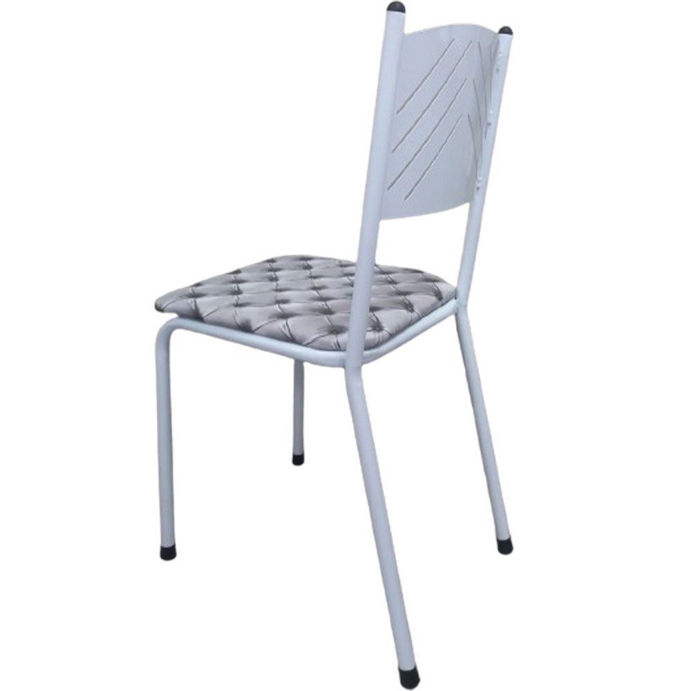 Kit 2 Cadeira Cozinha Jantar Metal Tubular Almofadada Medcombo Branco Estrutura Branca com Assento C - 6