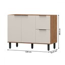 Ver imagem 3 de Balcão de Cozinha para Pia Toscana 2 Portas 2 Gavetas 100% Mdf Freijó/off White Bto03 - Mx Móveis