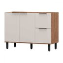 Ver imagem 1 de Balcão de Cozinha para Pia Toscana 2 Portas 2 Gavetas 100% Mdf Freijó/off White Bto03 - Mx Móveis