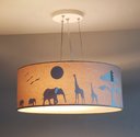 Ver imagem 2 de Lustre Pendente Safari Savana Cúpula Tecido 40x15cm 2 em 1: Cáqui