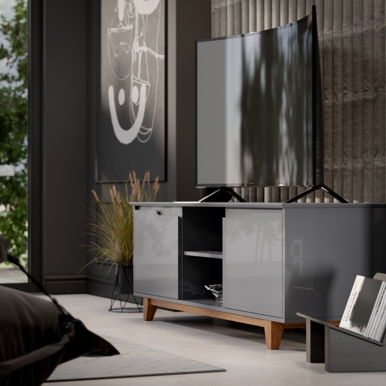 Rack para TV até 55 Polegadas Retrô Pés em Madeira Flow - 12