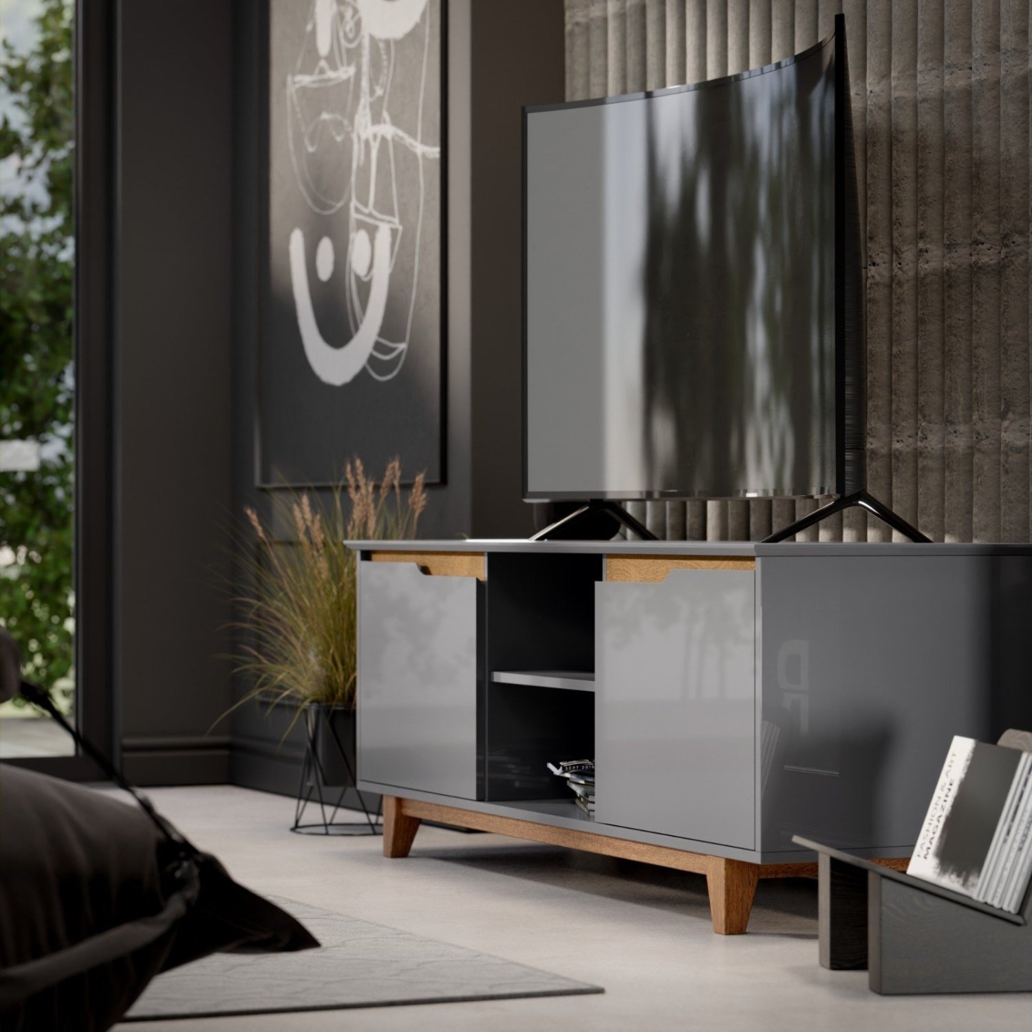 Rack para TV até 55 Polegadas Retrô Pés em Madeira Flow - 11