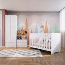 Ver imagem 1 de Quarto de Bebê Completo Berço 3 em 1 Cômoda Trocador e Guarda Roupas Espresso Móveis