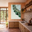 Ver imagem 4 de Quadr Canvas Roda Gigante Verde Vintage 70x50cm Mold Branca