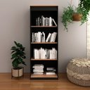 Ver imagem 7 de Estante Armário Alta Livreiro Multiuso Office 4 Prateleiras Amêndoa/preto