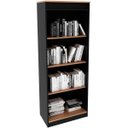 Ver imagem 1 de Estante Armário Alta Livreiro Multiuso Office 4 Prateleiras Amêndoa/preto