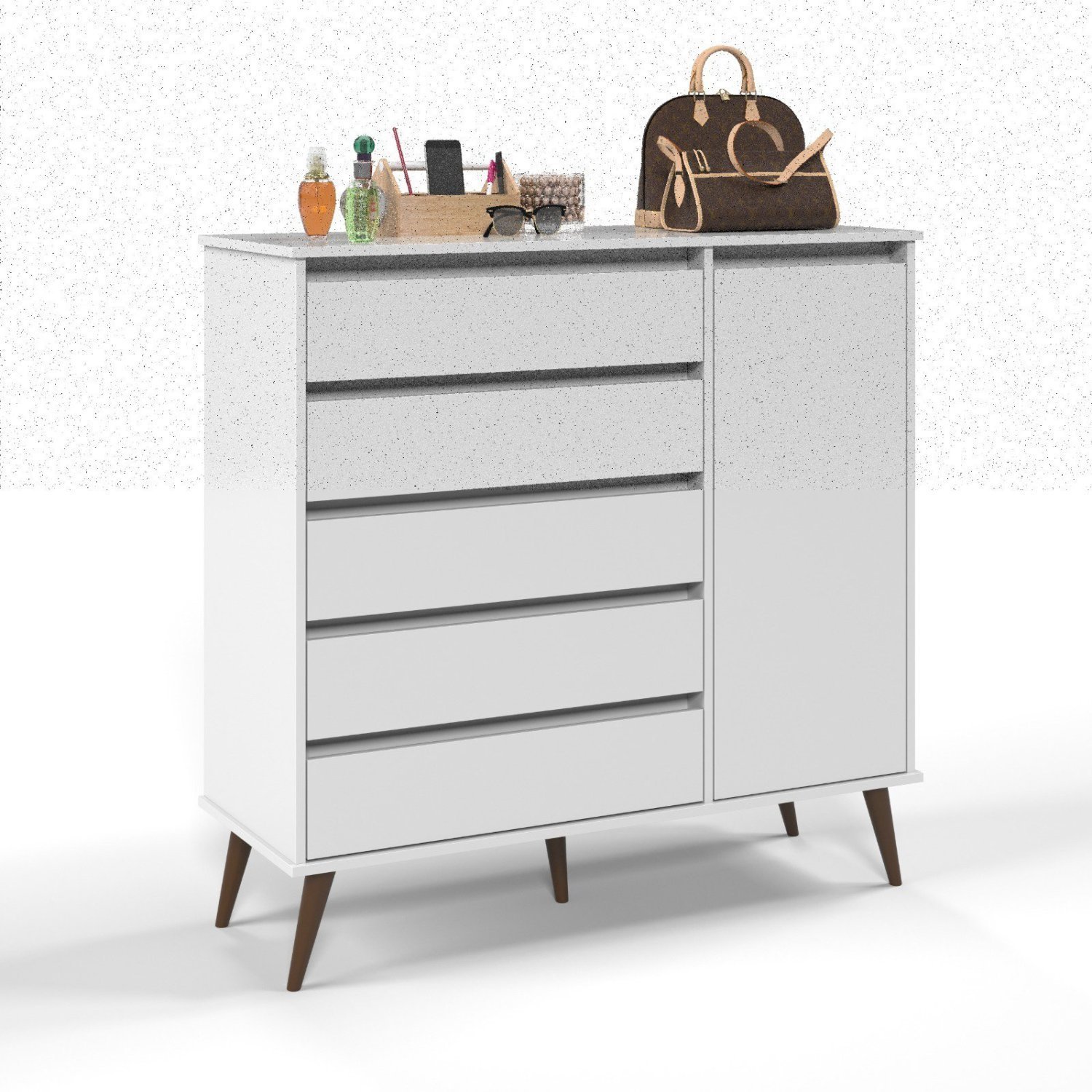 Cômoda Sapateira Retrô 5 Gavetas 1 Porta Rubi  - 6