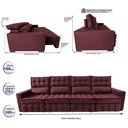 Ver imagem 2 de Sofá Retrátil e Reclinável 3.20m Molas Ensacadas e Costura Tripla Cama inBox Nobre Suede Vinho