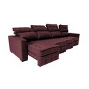 Ver imagem 7 de Sofá Retrátil e Reclinável 3.20m Molas Ensacadas e Costura Tripla Cama inBox Nobre Suede Vinho
