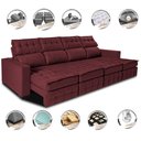 Ver imagem 3 de Sofá Retrátil e Reclinável 3.20m Molas Ensacadas e Costura Tripla Cama inBox Nobre Suede Vinho
