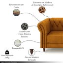 Ver imagem 3 de Sofá Living Sala de Estar Stanford Chesterfield 3 Lugares 260cm Pés de Madeira Couro Mel G58 - Gran