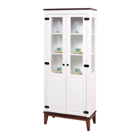 Cristaleira Laura 2 Portas Cor Branco com Amendoa 180 Cm - 59882
