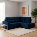 Ver imagem 1 de Sofá de Canto com Chaise Ibarra Suede Velut Azul - King House