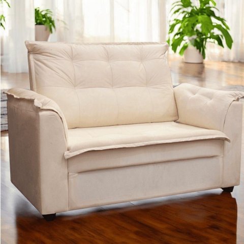 Sofá 2 Lugares Namoradeira Marrocos 1,40m Sala de Tv Estar Recepção Suede Bege Mabe Magazine