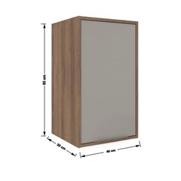 Armário Aéreo Suspenso Parede Cozinha 1 Porta Prateleira Organizador Marrom Madeira Cinza - 2