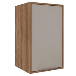 Armário Aéreo Suspenso Parede Cozinha 1 Porta Prateleira Organizador Marrom Madeira Cinza - 1