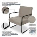 Ver imagem 4 de Poltrona Decorativa de Metal para Sala de Estar Bege Opala