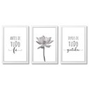 Ver imagem 2 de Kit 3 Quadros Decorativos - Fé e Gratidão Flor de Lótus:branca