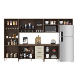 Cozinha Modulada Completa Fidelitá Lisboa 6 Peças 330cm 15 Portas 3 Gavetas com Tampo - 2