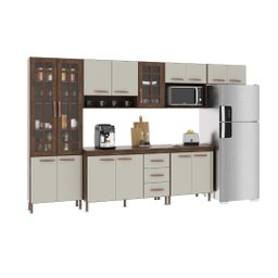 Cozinha Modulada Completa Fidelitá Lisboa 6 Peças 330cm 15 Portas 3 Gavetas com Tampo - 3